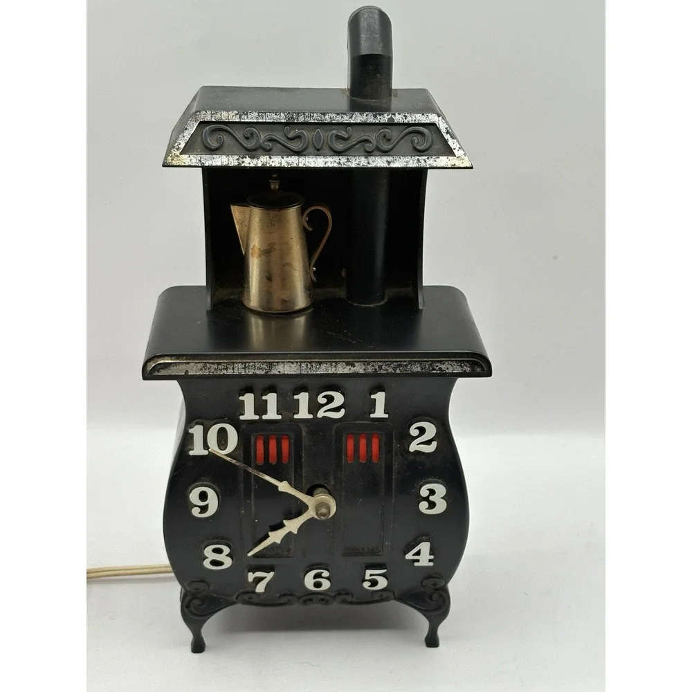 Vintage 1970s Spartus Pot Belly Stove Wall Clock Free Standing Grannycore